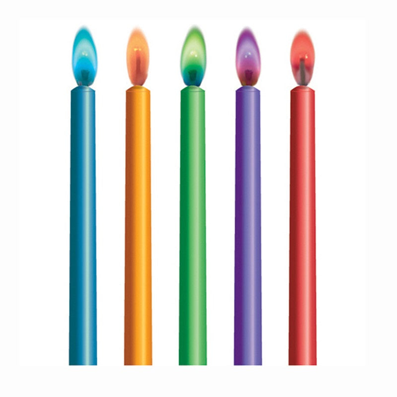Color Flame Birthday Candles and Holders, 10 Count