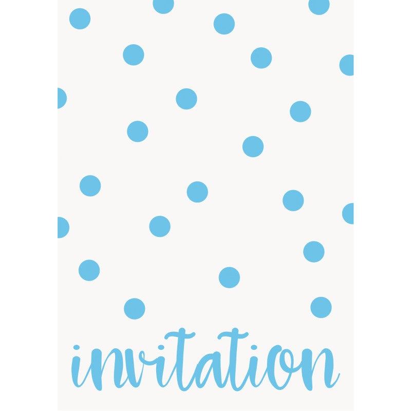 Pastel Blue Dots Invitations, Pack of 8