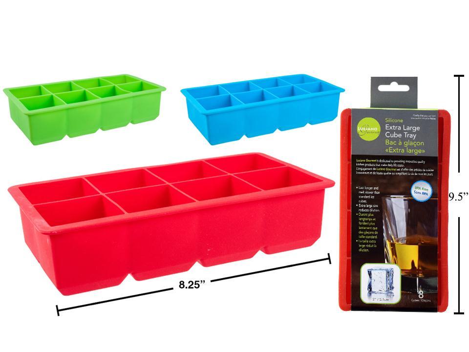 L.G. Silicone Ice Cube Tray, 2 x 4, Measuring 16.5x11.5x5.2cm
