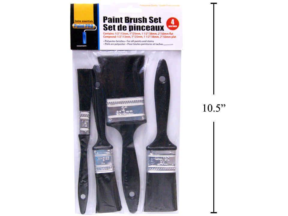 H.E. Paint Pro 4-Piece Handy Paint Brush Set, Sizes 1/2", 1", 1.5" & 2"