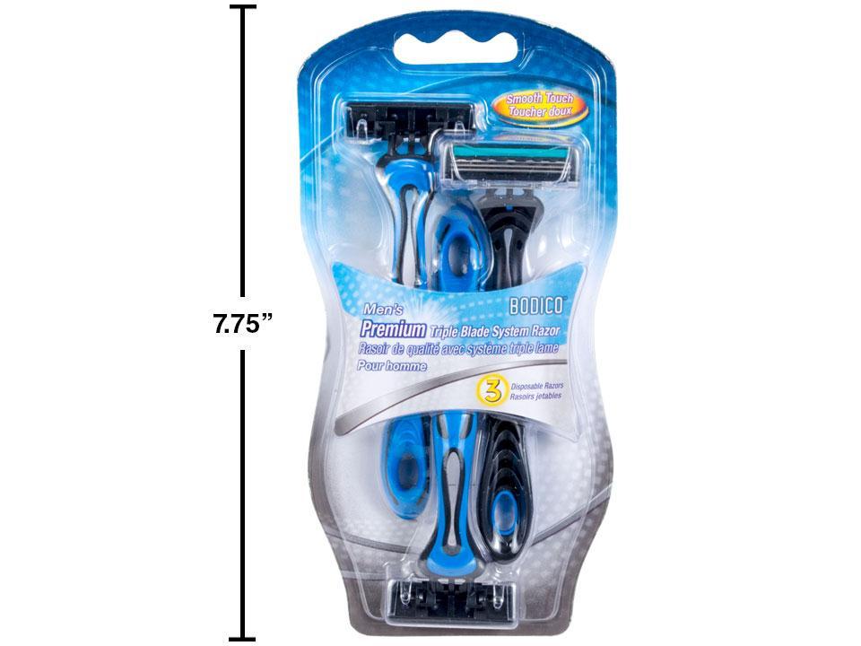 Bodico's 3-Piece Stainless Steel Triple Blade Men's Razors