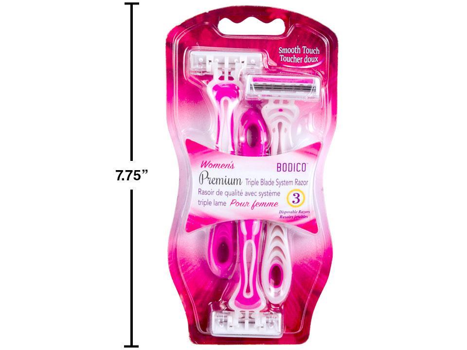 Bodico's 3-Piece Ladies Razors with Stainless Steel Triple Blade