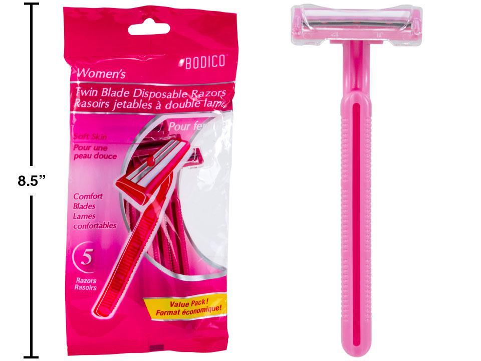 Bodico's 5-Piece Ladies Razors with Stainless Steel Twin Blade