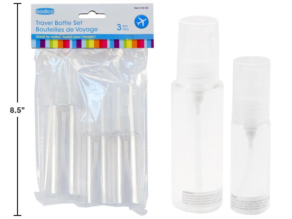 Bodico 3-Piece Pump Travel Bottle Set, Includes 1x100ml and 2x50ml