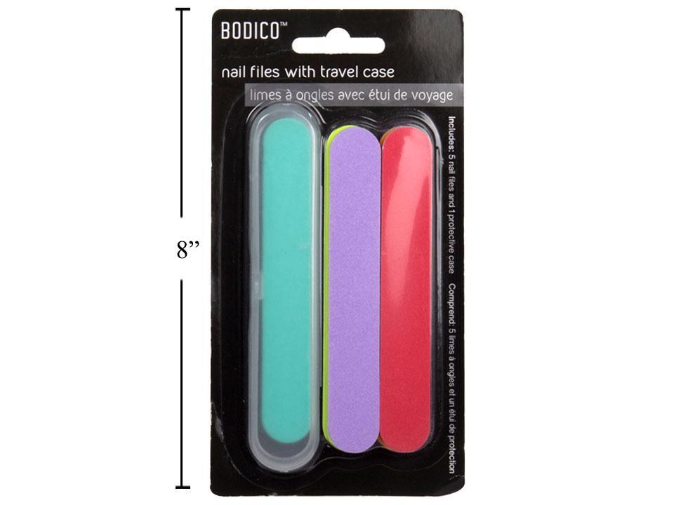 Bodico 5-Piece Nail Files with Travel/Protective Case