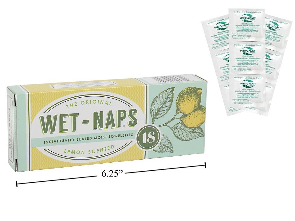 Wet-Naps, 18-Piece Set, 7.75x5", Lemon Scented