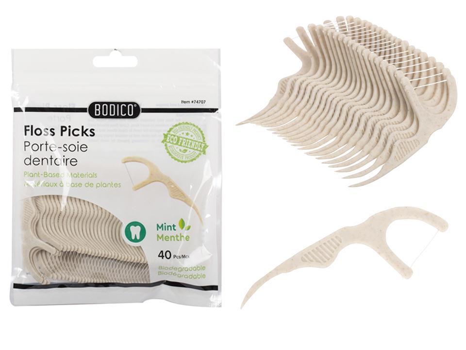 Bodico's 40-Piece Mint Biodegradable Floss Picks