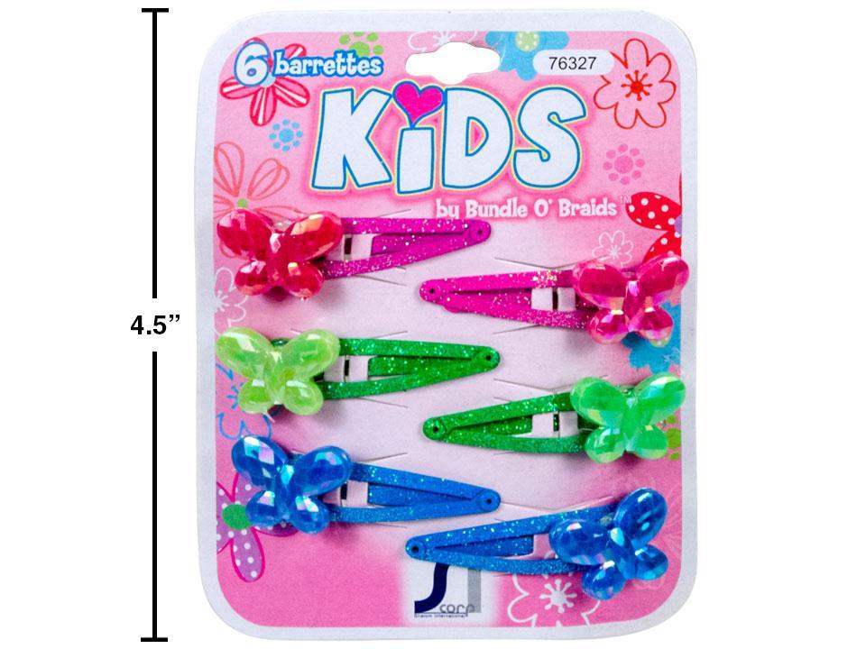 Stylin G's 6-Piece Snap Barrettes with Butterfly Motif