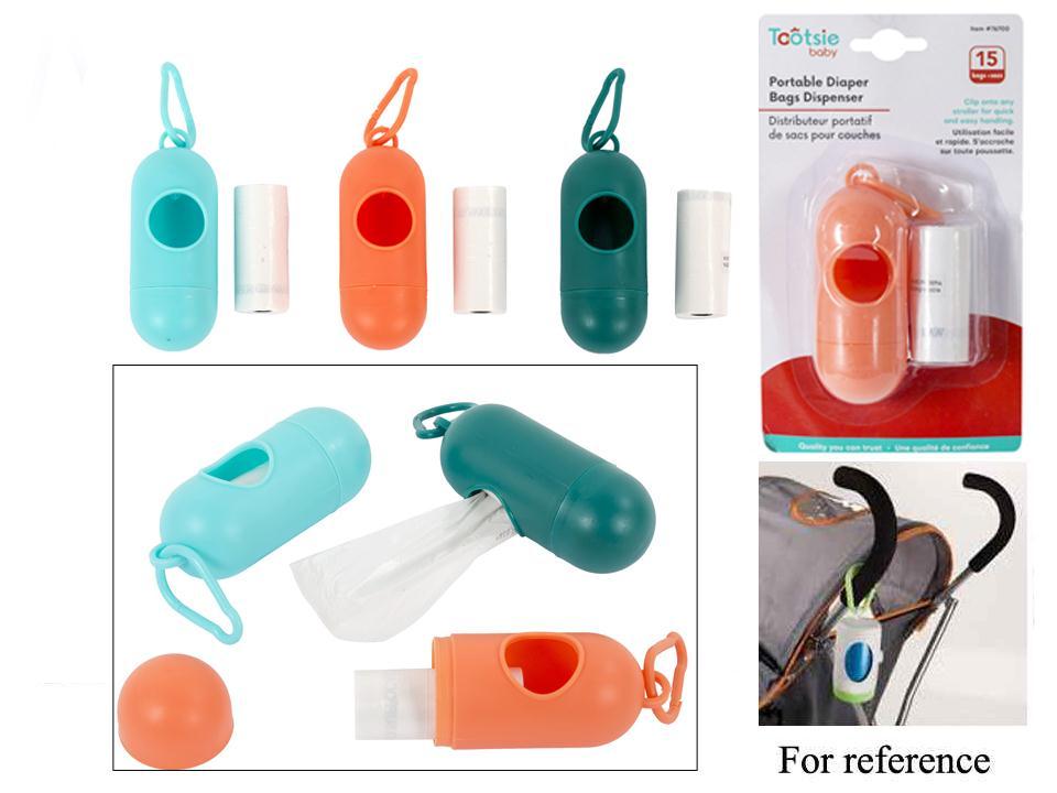 Diaper Bag Dispenser with 15 Bags