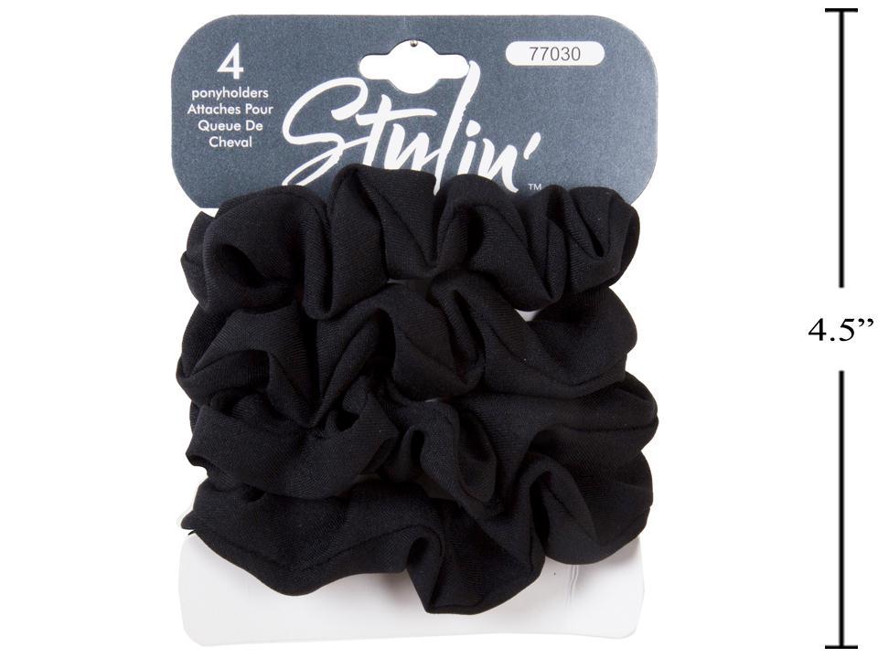 Stylin Black 4-Piece Ponytail Holders Set