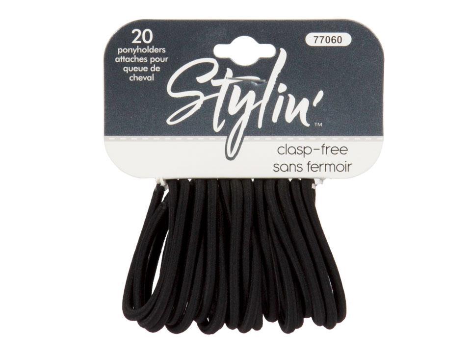 Stylin 20-Piece Basic Black Clasp-Free Ponyholder