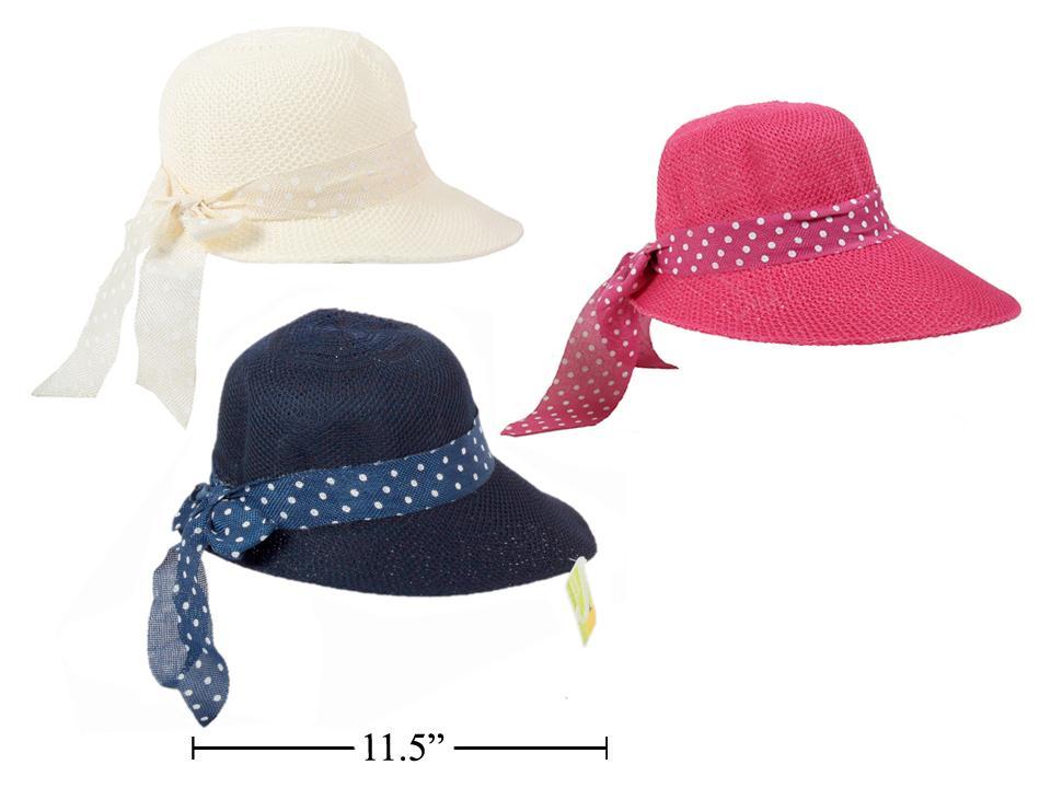 Ladie's Visor Hat with Polka Dot Ribbon Bow