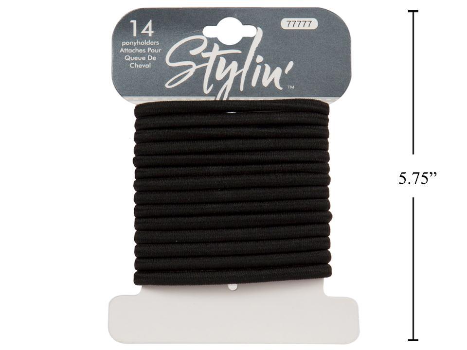 Stylin 14-Piece Clasp-Free Black Ponyholders