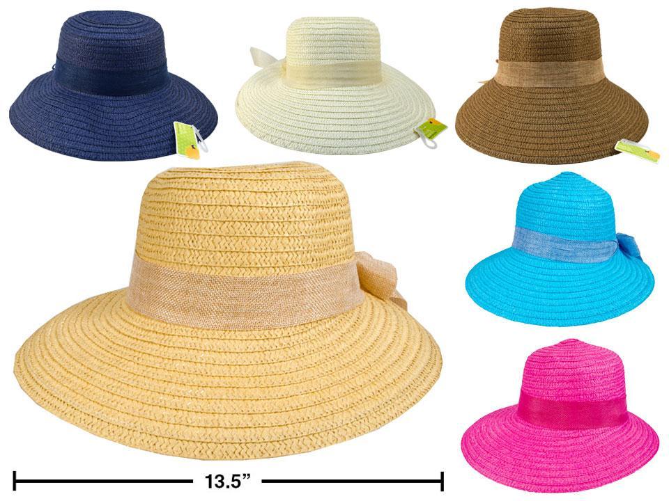 Ladie's Paper Hat w/Ribbon, 95% Paper & 5% Polyester