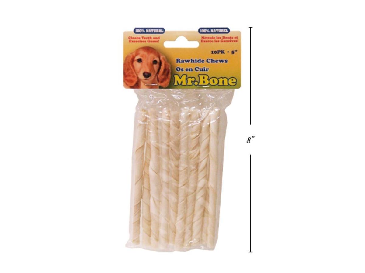 Mr.Bone's 10-Piece 5" Bleached Rawhide Bone