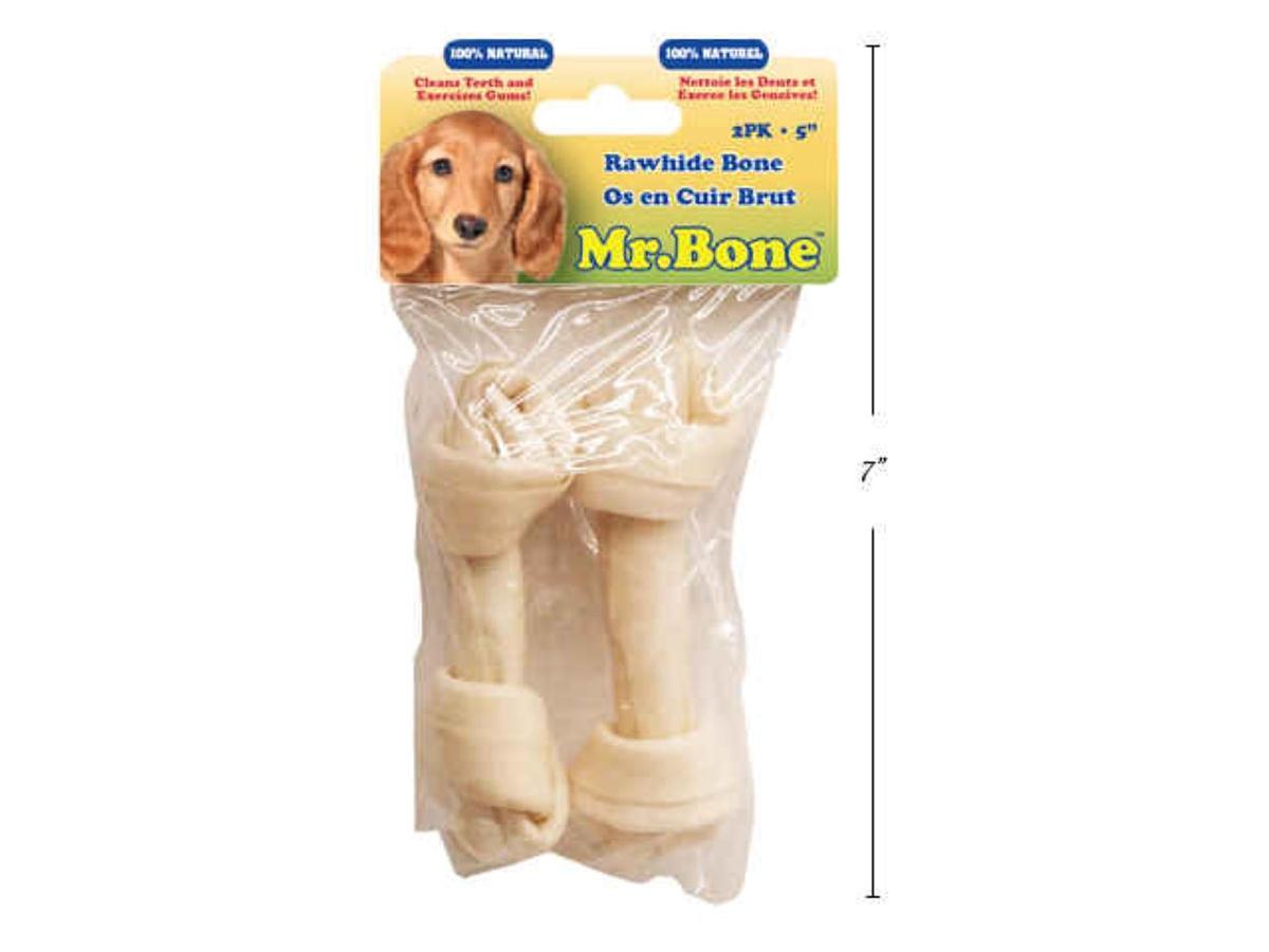 Mr. Bone's 2-Piece 5" Bleached Rawhide Bones