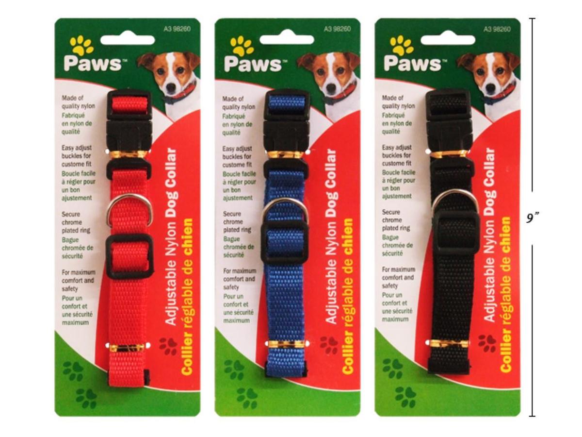 PAWS Adjustable Nylon Dog Collar