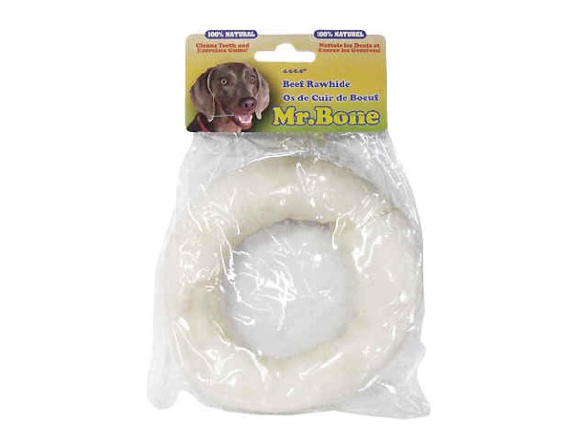 Mr. Bone White Rawhide Ring, 4.5-5.5"