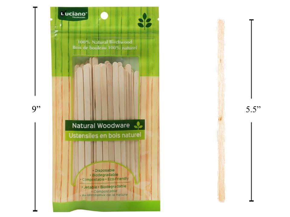 Luciano 60-Piece 140mm Wood Coffee Stick