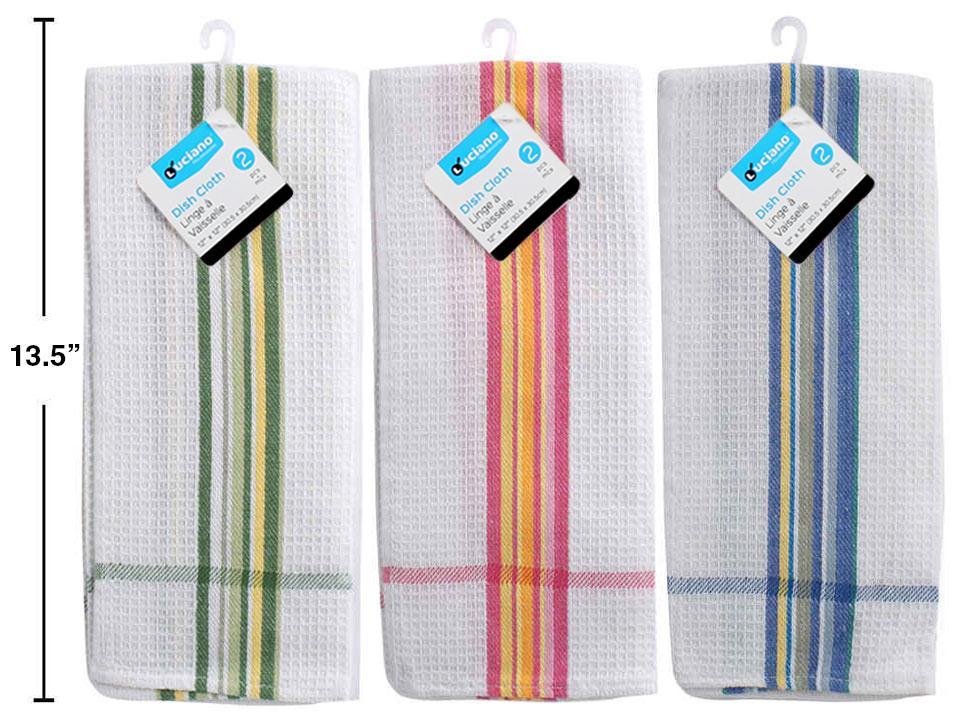 Luciano Striped Waffle Tea Towel, 15x25 Inches, 50g