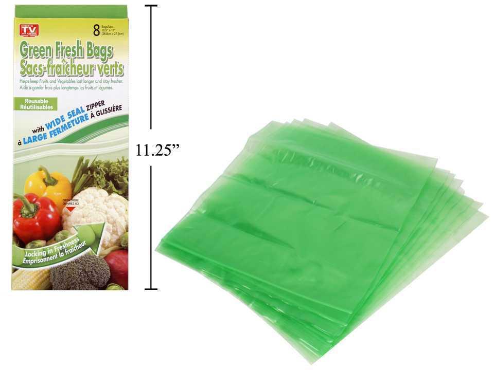 Luciano 8-Piece Green Food Bag Set, 10.5 X 11"
