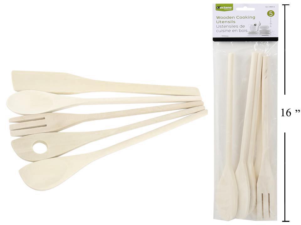Luciano 5-Piece Wooden Cooking Utensils Set