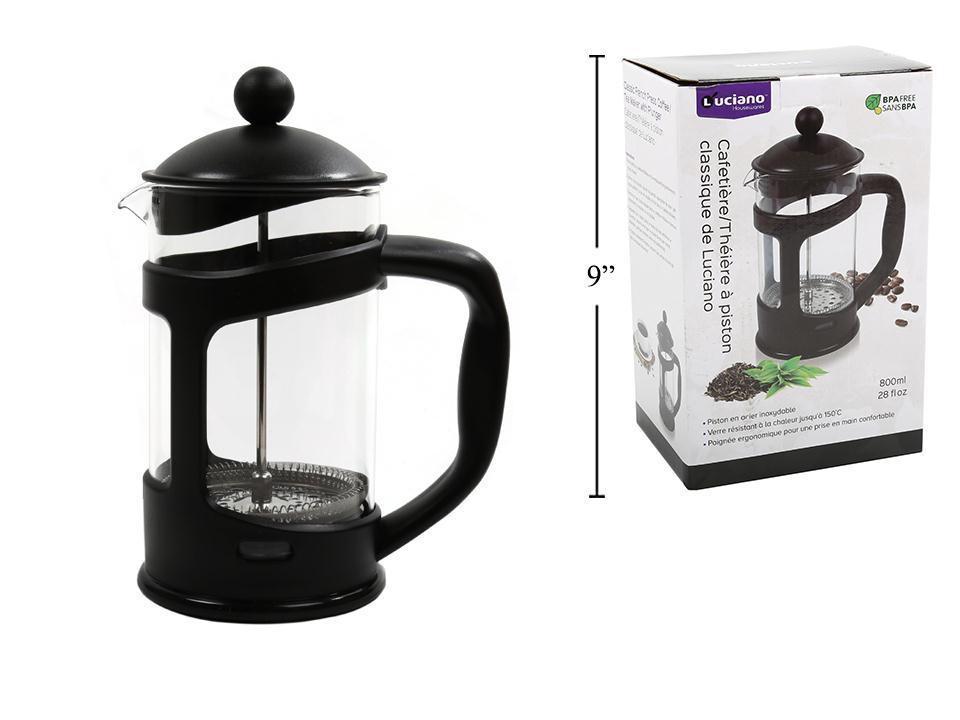 Luciano Classic French Press, Dimensions 10.5x21cm, Capacity 800ml