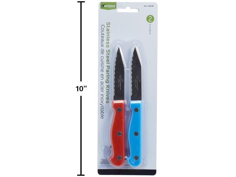 Luciano 2-Piece Stainless Steel Paring Knife with Colored Handle, 0.8mm Blade