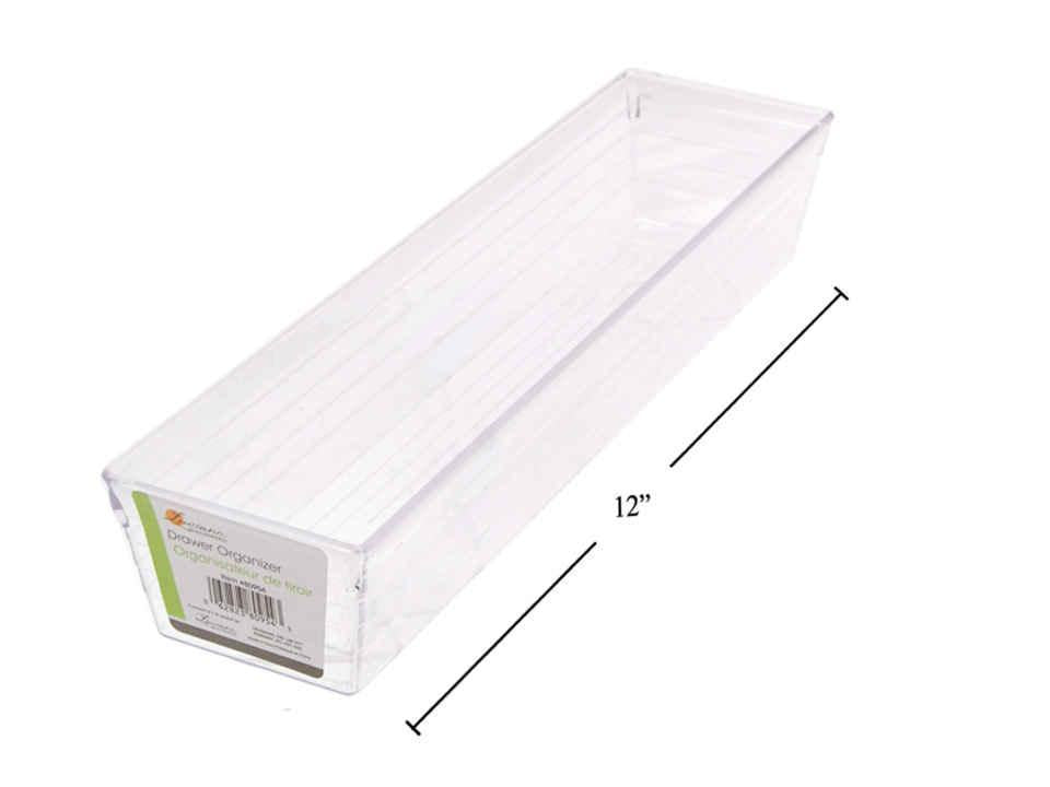 Luciano Clear Plastic Drawer Organizer, 12"x3"x2"