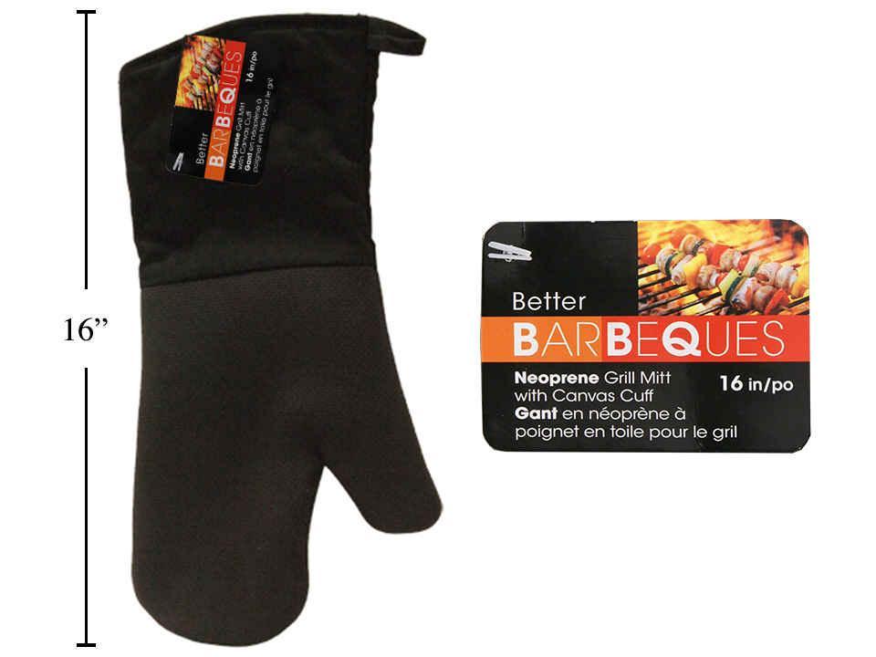 BBQ 16" Neoprene Grill Mitt, w/Canvas Cuff