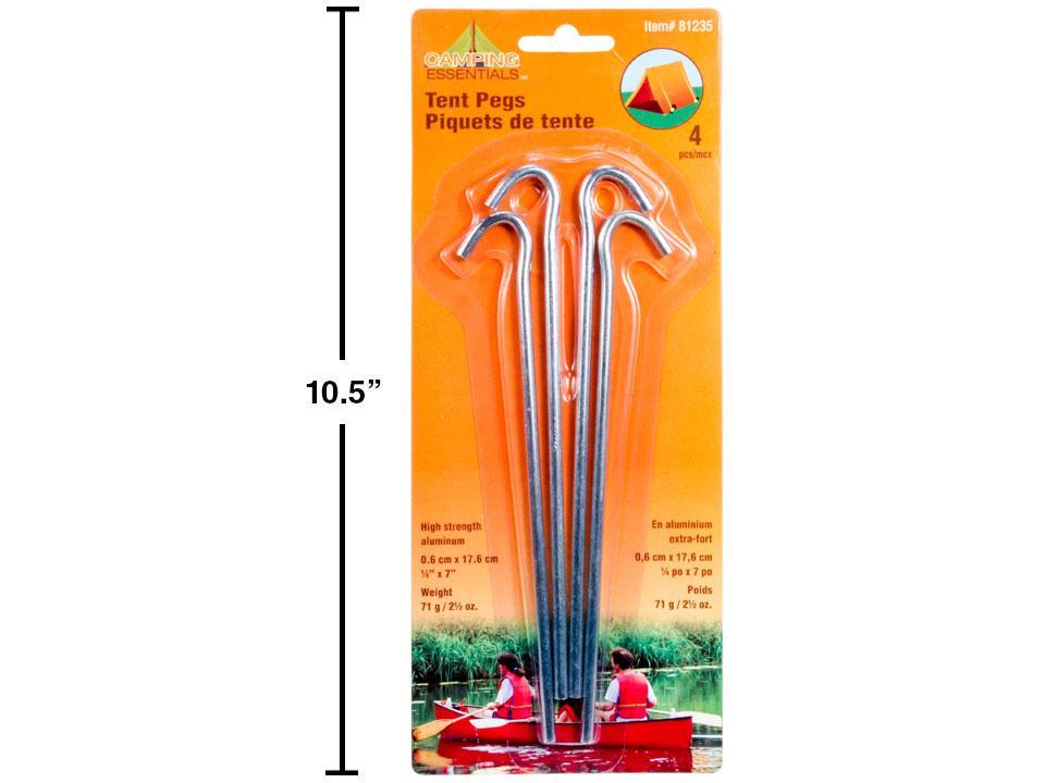 Camping 4pk-7" Metal Tent Pegs