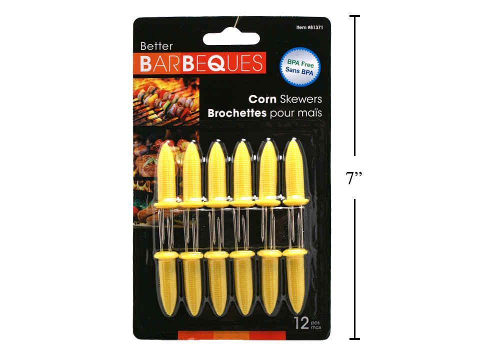 BBQ Set/12 Corn Skewers, Yellow Colour