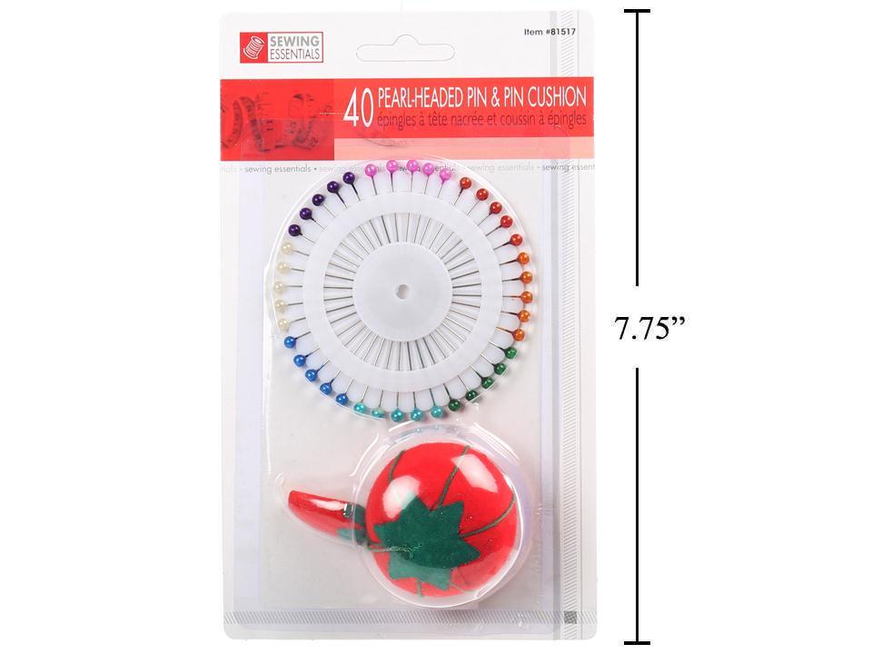 Sewing E. 40 Pearlized Pins and Pin Cushion Set