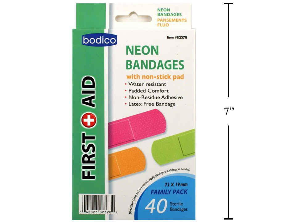 Bodico 40-Piece Neon Colored Bandages
