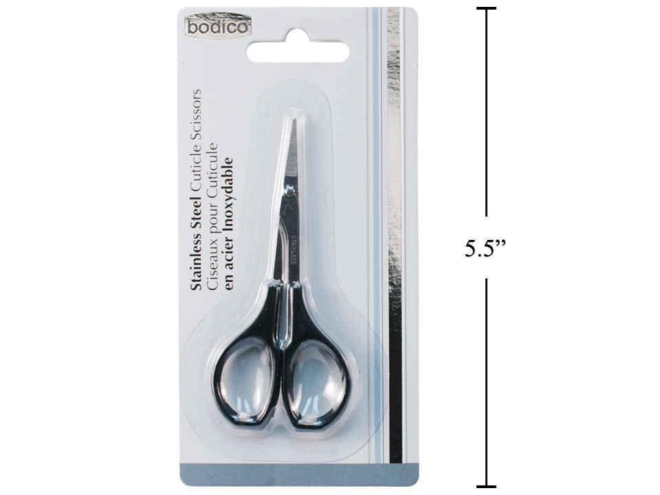Bodico Stainless Steel Nail and Cuticle Scissors with Black Handle