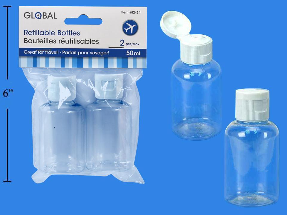 Global 2-Piece 50ml Travel Bottles with Flip-Up Top in Clear Color