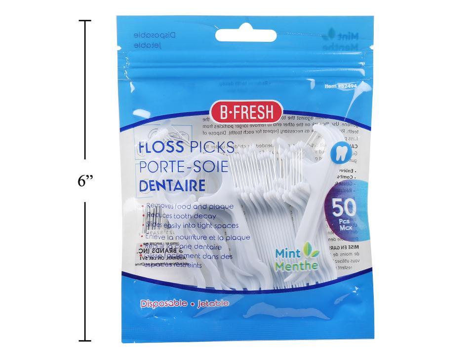 Bodico 50-Piece Mint Dental Floss Picks