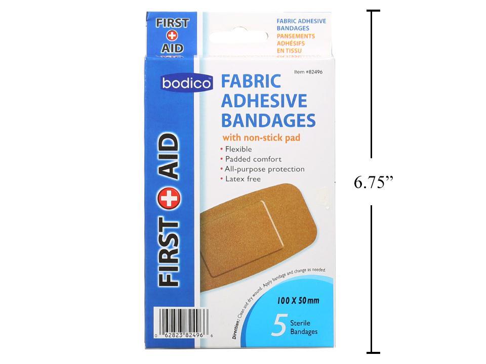 Bodico Fabric Adhesive Bandages, Pack of 5, 5x10cm
