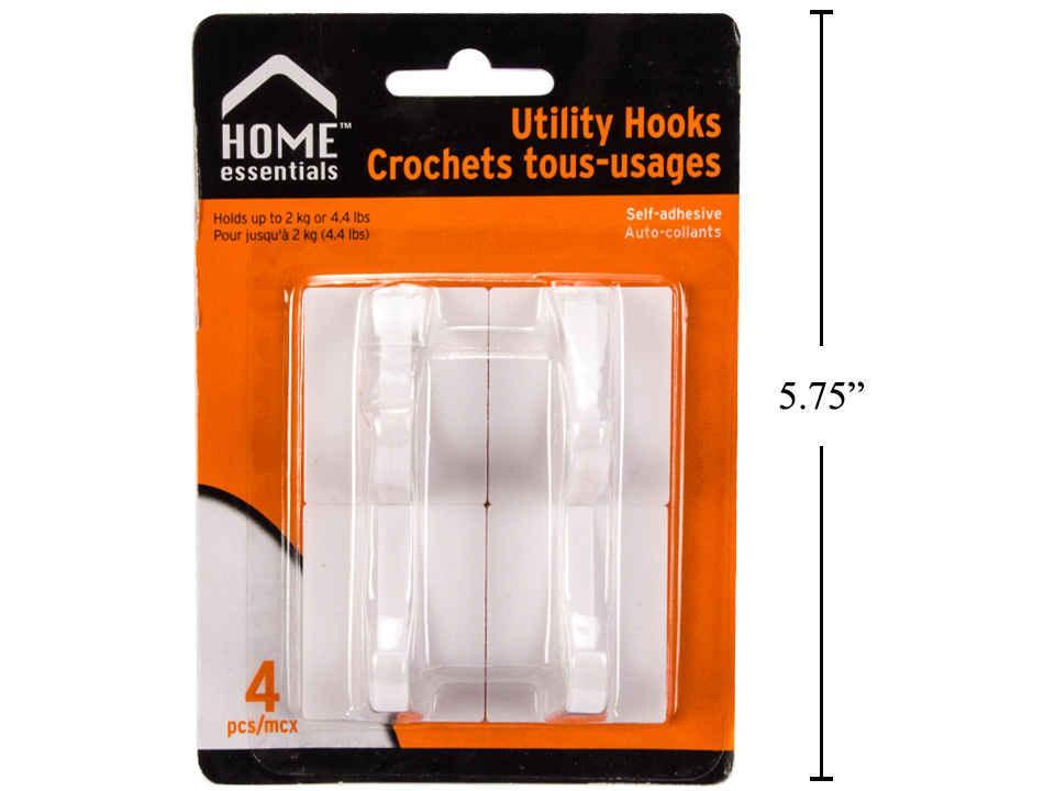 H.E. 4-Piece White Plastic Utility Hooks