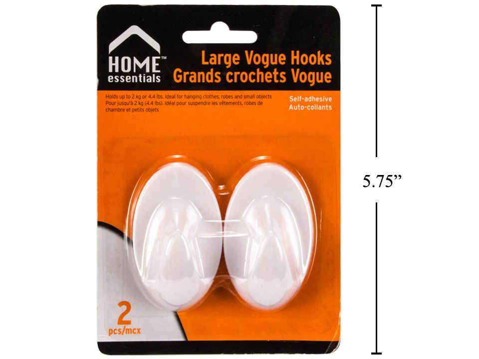 Large vogue hooks - self adhesive holds 2kg 4.4 lbs White