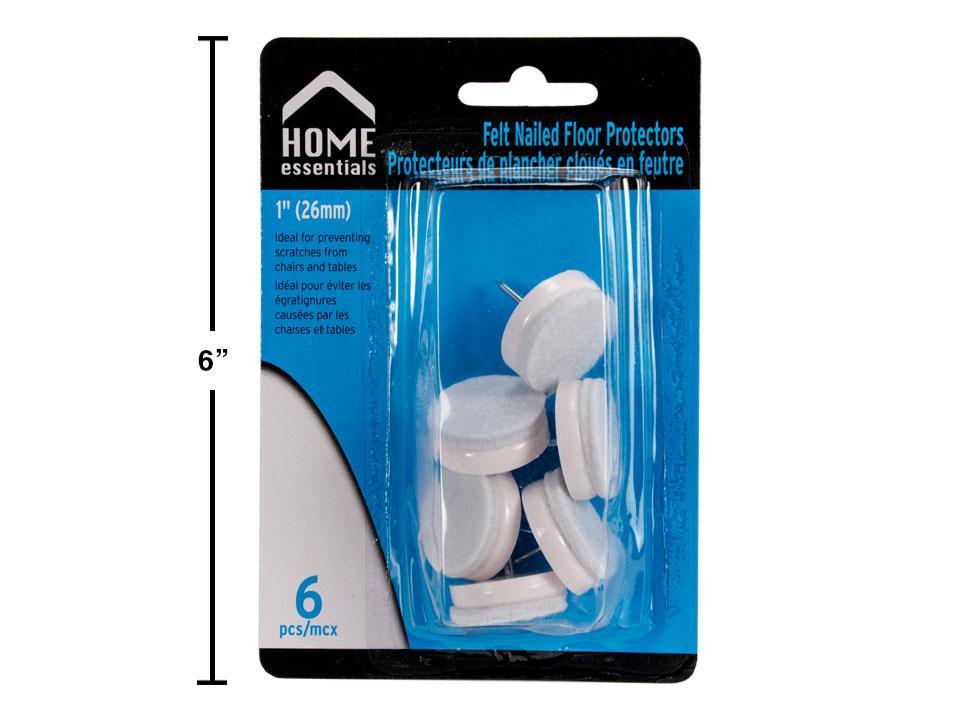 H.E. White Felt Nailed Protectors, 6-Piece Set, 1" Diameter