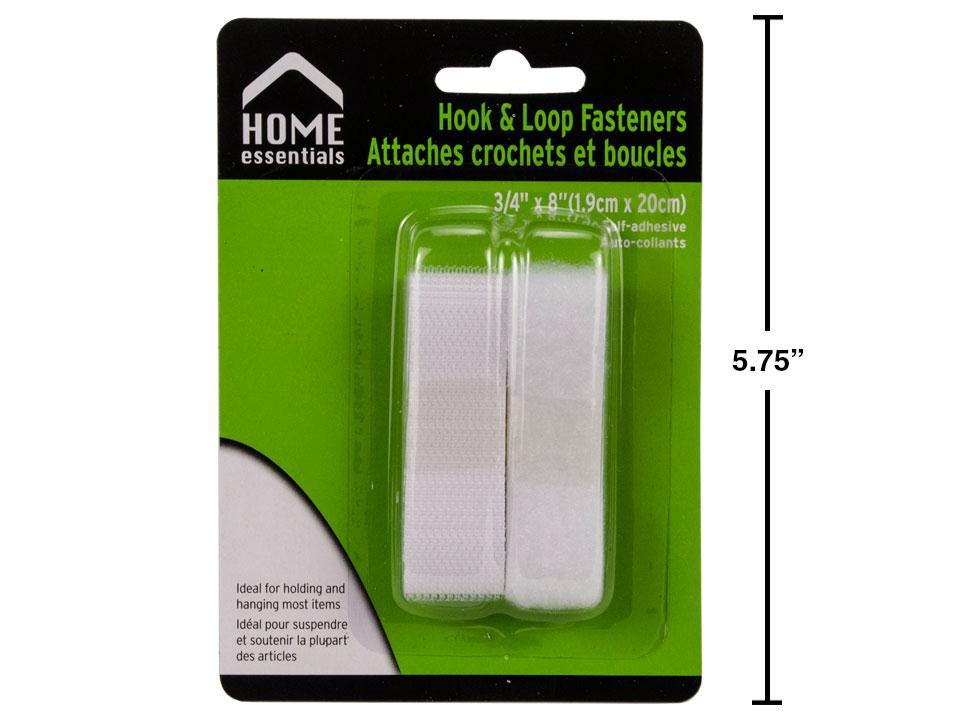 H.E. 1-Pair Hook & Loop Fasteners, 3/4" x 8", White