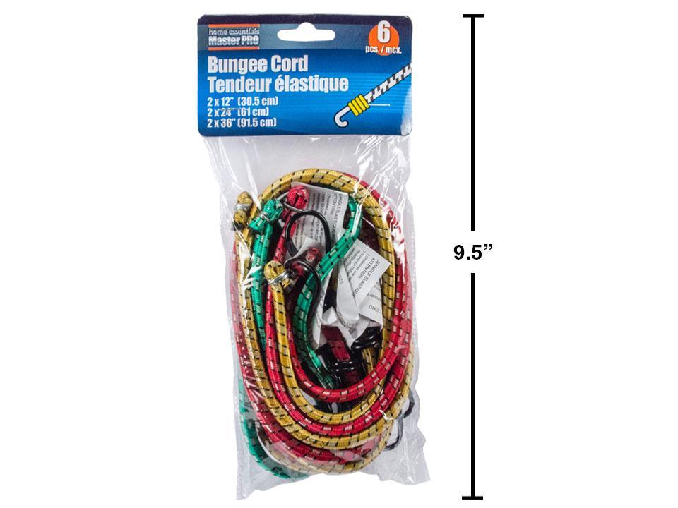 H.E. Master Pro 6-Piece Bungee Cord Set, Sizes 12/24/36"