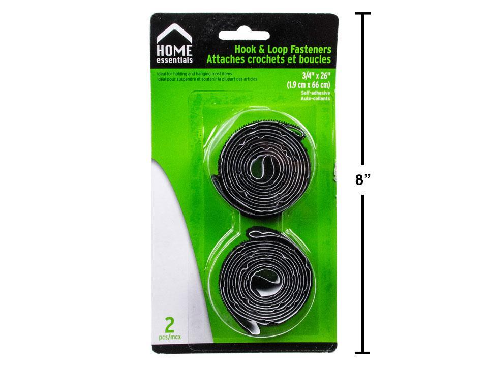 H.E. Self-Adhesive Hook & Loop Fasteners, 26"L, 2-Piece Set, Black