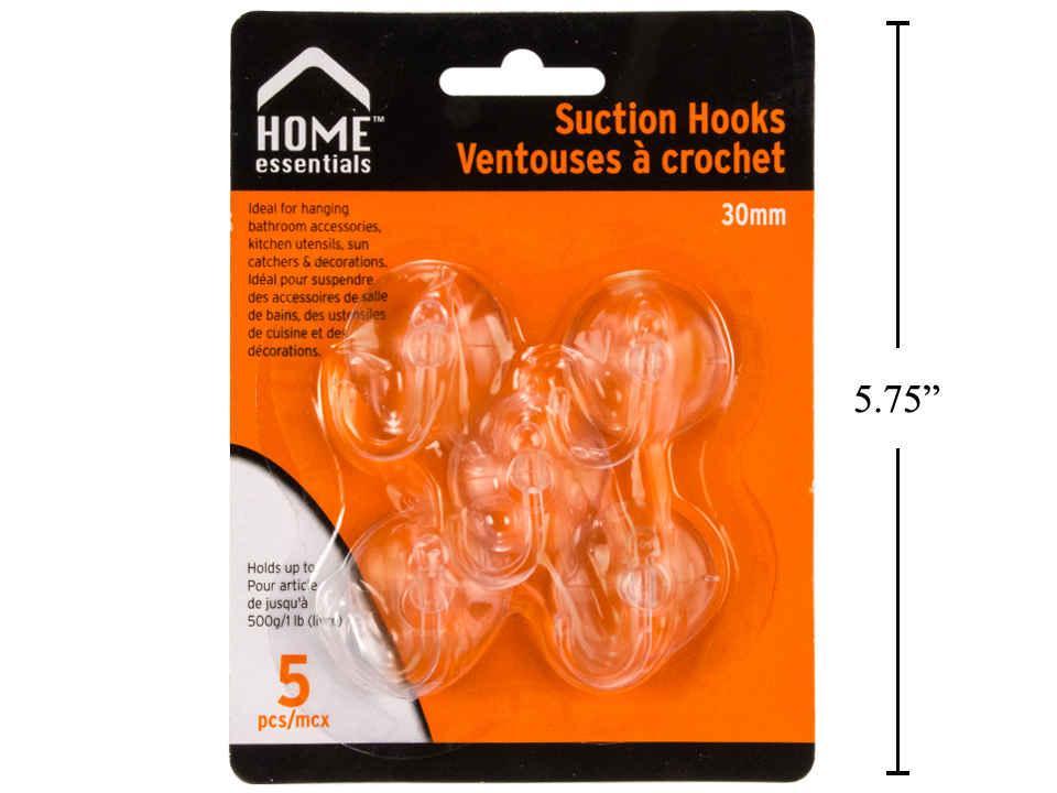 H.E. 5-Piece 30mm Suction Plastic Hooks