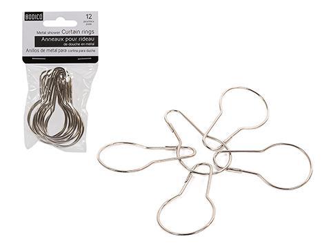Bodico's 12-Piece Metal Shower Curtain Ring Set