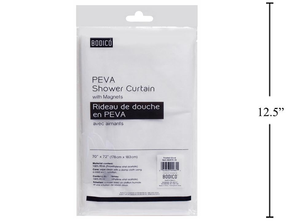 Bodico 70x72" PEVA Shower Curtain Liner with Magnets, Semi-Transparent