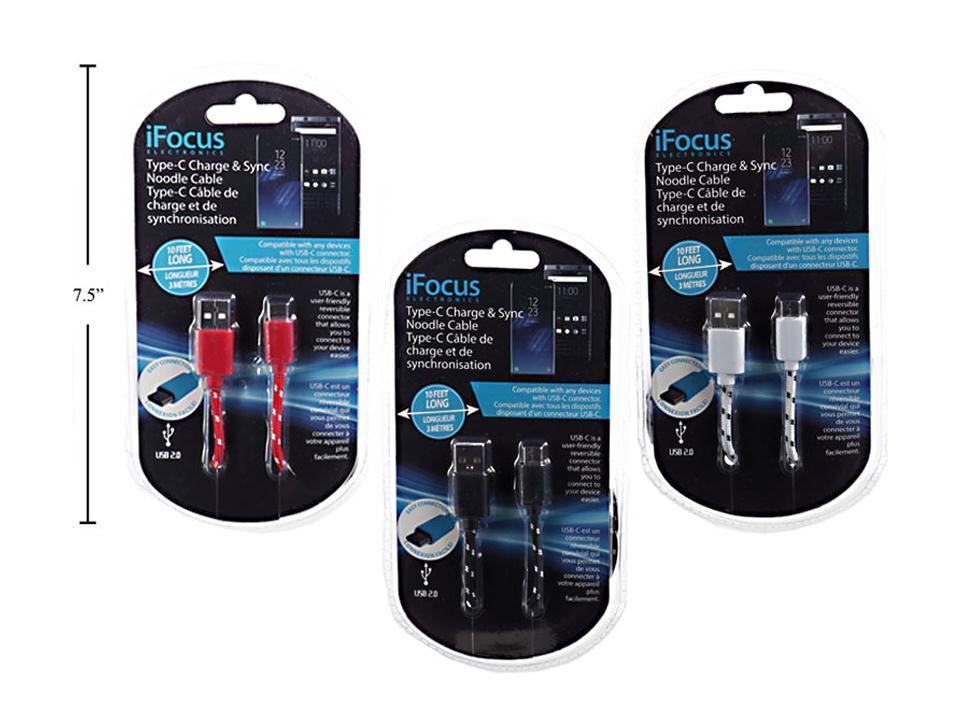 iFocus 10 ft Type C Data Cable for Charge and Sync