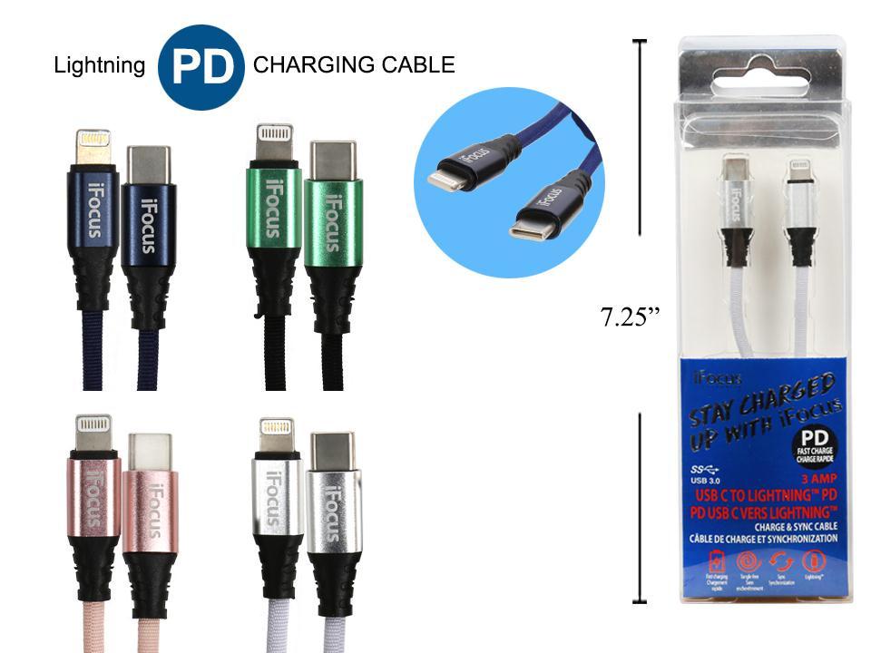 iFocus 1M PD USB C/Lightning Cable with Velcro Strap