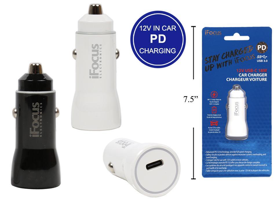 iFocus 12V PD Car Charger with 5V, 2C Output